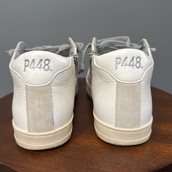 NWOT P448 size 37 (women’s size 7) John Midtop sneaker. White and light grey. - Picture 3 of 5